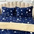 Lenjerie pat dublu cu Elastic, Super Pufoasa COCOLINO cu BLANITA, 4 piese, Bleumarin, ploaie de stele [6]