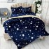 Lenjerie pat dublu cu Elastic, Super Pufoasa COCOLINO cu BLANITA, 4 piese, Bleumarin, ploaie de stele [3]