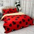 Lenjerie pat dublu, Super Pufoasa COCOLINO cu BLANITA, 4 piese, Rosu-Negru, inimioare [6]