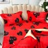 Lenjerie pat dublu, Super Pufoasa COCOLINO cu BLANITA, 4 piese, Rosu-Negru, inimioare [9]