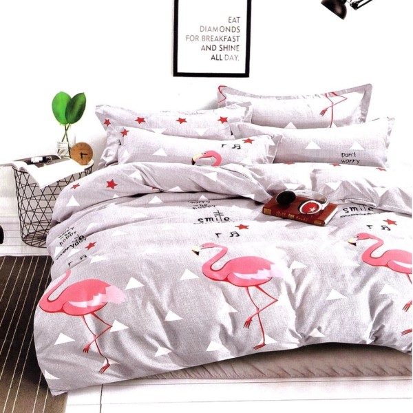 Lenjerie pat dublu,  FINET, 6 piese, Gri, flamingo [1]