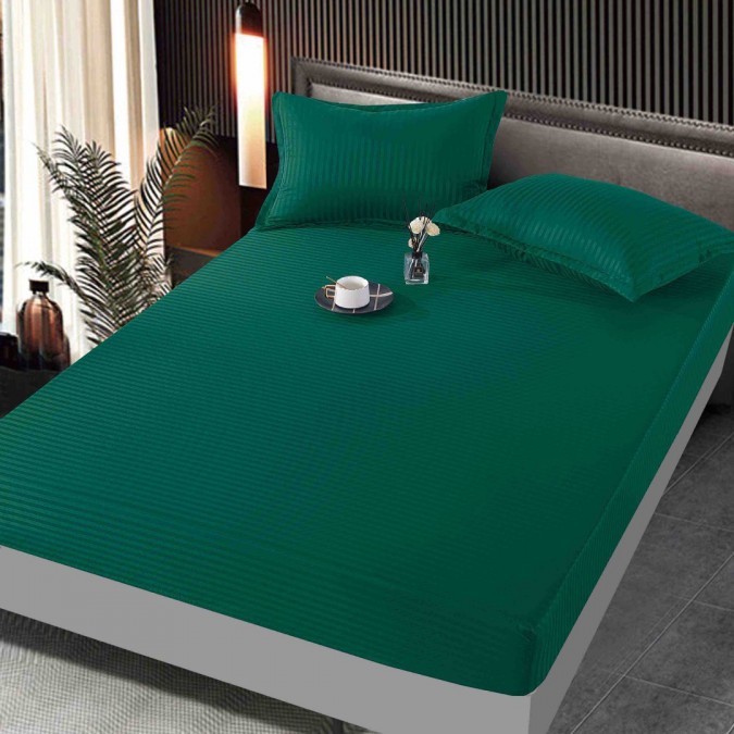 Cearsaf cu elastic, Damasc, 160x200cm, Jojo Home, verde smarald