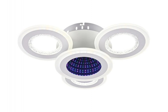 Lustra LED RFAN, Model R9020-3+1, Cu Telecomanda, 3 Tipuri De Lumina Plus Lumina RGB, Intensitate Reglabila, 92W, Alb