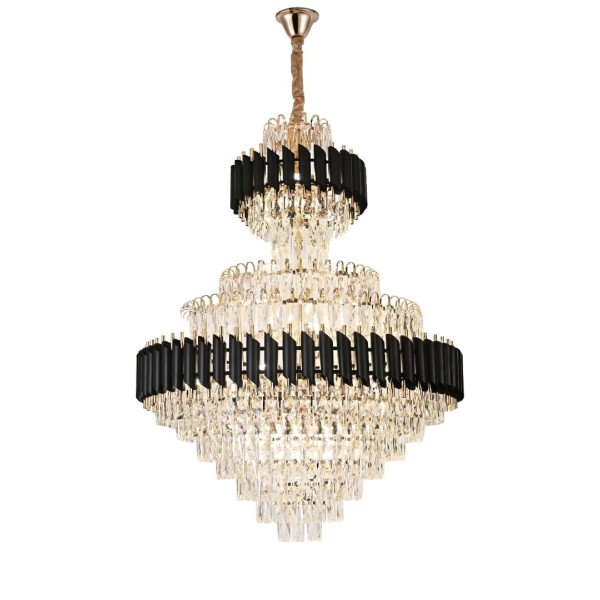 Candelabru RFAN, Model S89001/600x900, Textura Cristal, Metal, 15 X E27, Negru/Auriu [1]
