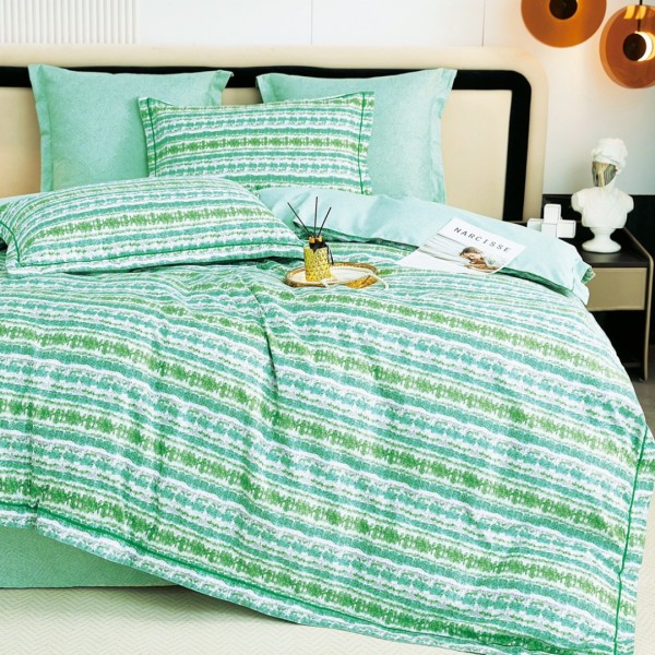 Lenjerie de Pat Dublu, Super Premium,  Finet Ranforsat, 6 Piese, Ambalat în Cutie de Lux, Aqua, uni [1]