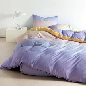 Lenjerie pat 140x200cm, 4 piese, cu ELASTIC,  Lila