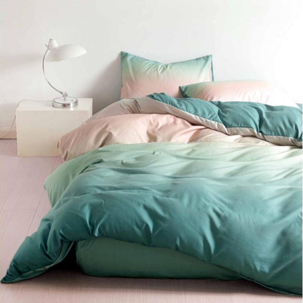 Lenjerie pat dublu cu Elastic (160x200cm si 180x200cm), bumbac satinat, Verde [1]