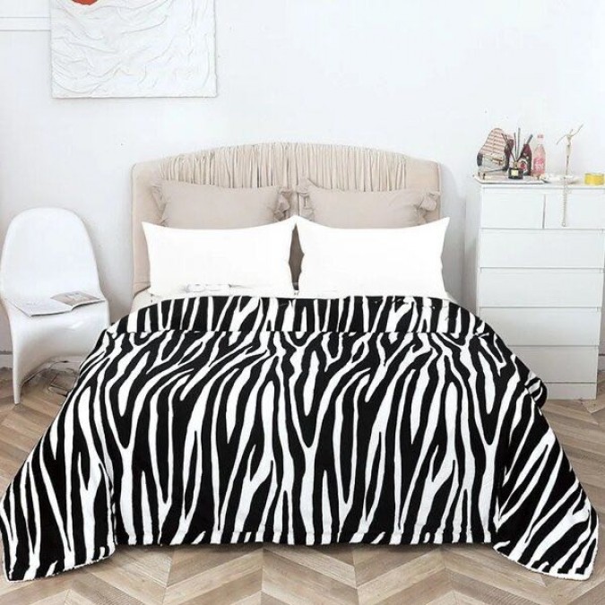 Patura CoCoLiNo 195x210cm Negru Alb zebra