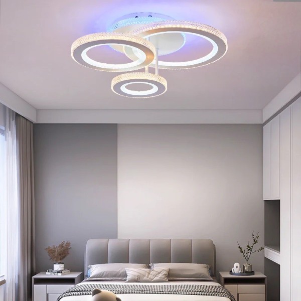 Lustra LED RFAN, Model M600/1+1+1, Cu Telecomanda, 3 Tipuri De Lumina Plus Lumina RGB, Intensitate Reglabila, 174W, Alb [1]