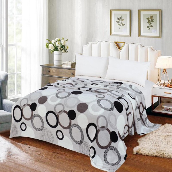 Patura pufoasa cocolino 200x230cm, 240g/mp, Gri, Negru, cercuri [1]