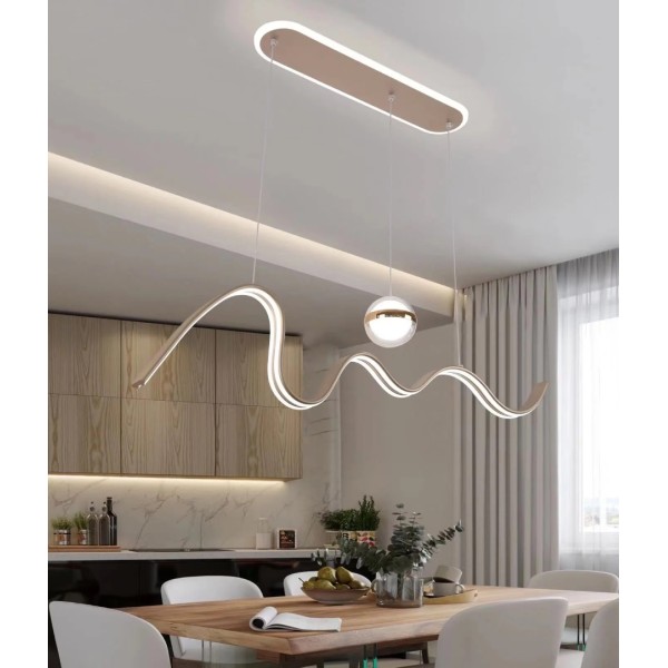 Pendul LED RFAN, Model 2076, Cu Telecomanda, 3 Tipuri De Lumina, Inaltime Reglabila, 97W, Gri [1]
