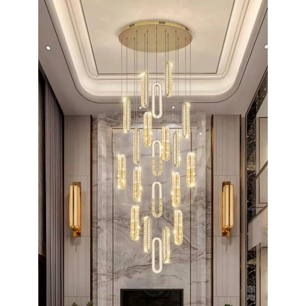 Candelabru LED RFAN, Model R9106/15, Textura Cristal, Metal, 351W, Auriu [1]