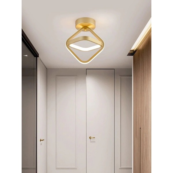 Lustra LED RFAN, Model D201G, 3 Tipuri De Lumina, 48W, Auriu [1]