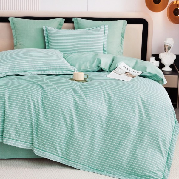 Lenjerie de Pat Dublu, Super Premium,  Finet Ranforsat, 6 Piese, Ambalat în Cutie de Lux, Aqua, uni [1]