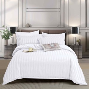 Lenjerie de Pat 140x200cm, HoReCa, 4 Piese din Damasc Finetat - Lux, Confort si intretinere Usoara, Fara Calcare, Alb Lenjerie de Pat 140x200cm, HoReCa, 4 Piese din Damasc Finetat - Lux, Confort si intretinere Usoara, Fara Calcare, Alb