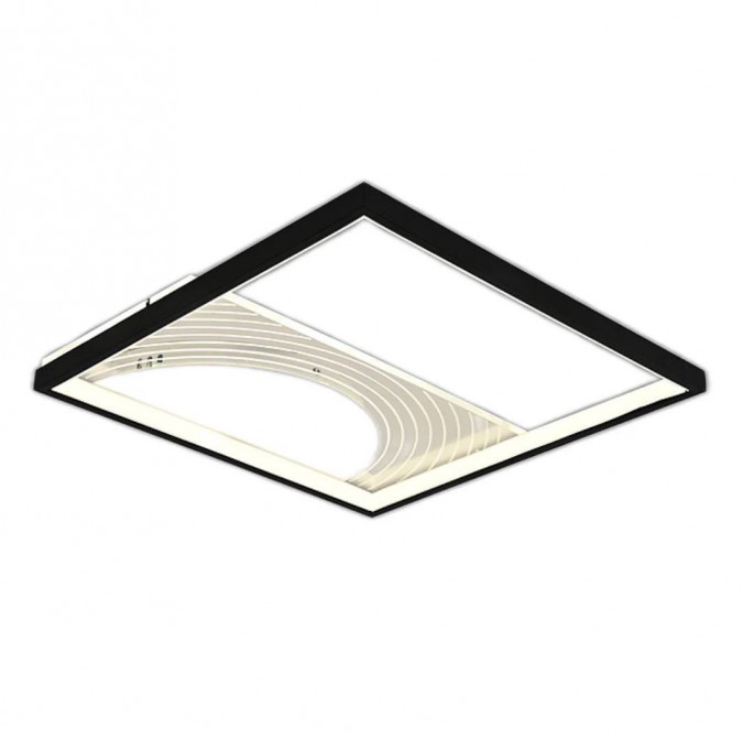 Lustra LED RFAN, Model R9060/S, Cu Telecomanda, 3 Tipuri De Lumina, Intensitate Reglabila, 72W, Negru/Alb