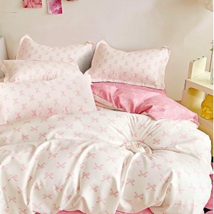 Lenjerie pat dublu, Finet, 6 piese, Roz, fundite Lenjerie pat dublu, Finet, 6 piese, Roz, fundite