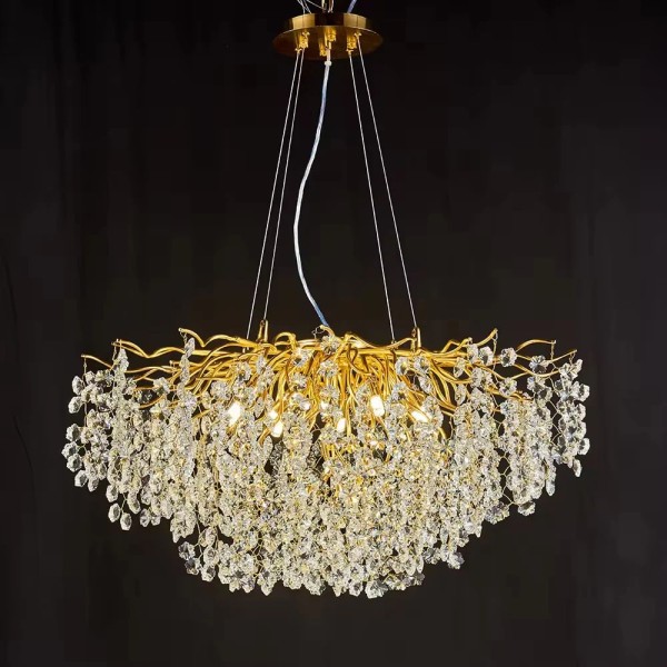 Candelabru RFAN, Model R9102/600, Textura Cristal, Metal, 6 X E14, Auriu [1]