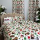 Set Lenjerie Pat Dublu Crăciun 4 Piese + 2 Draperii 150x235cm din Bumbac Ranforsat – Confort și Eleganță, Fabricat în România, Alb, Verde, Maro, Verde, veverite