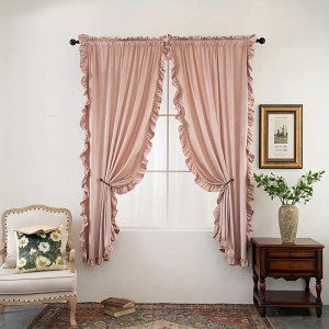 Set 2 Draperii din catifea, cu volanase, Roz, 140cm latime x 260cm inaltime, cu tiv lat pt bara Set 2 Draperii din catifea, cu volanase, Roz, 140cm latime x 260cm inaltime, cu tiv lat pt bara
