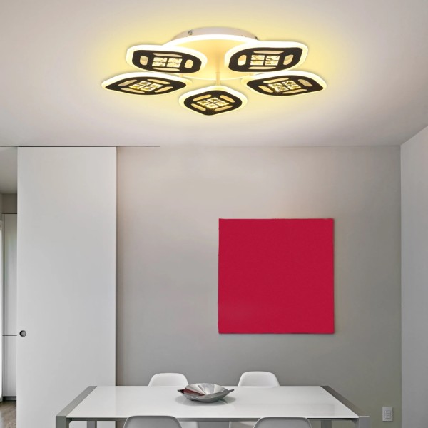 Lustra LED RFAN, Model C94/5, Cu Telecomanda, 3 Tipuri De Lumina, Intensitate Reglabila, 150W, Alb [1]
