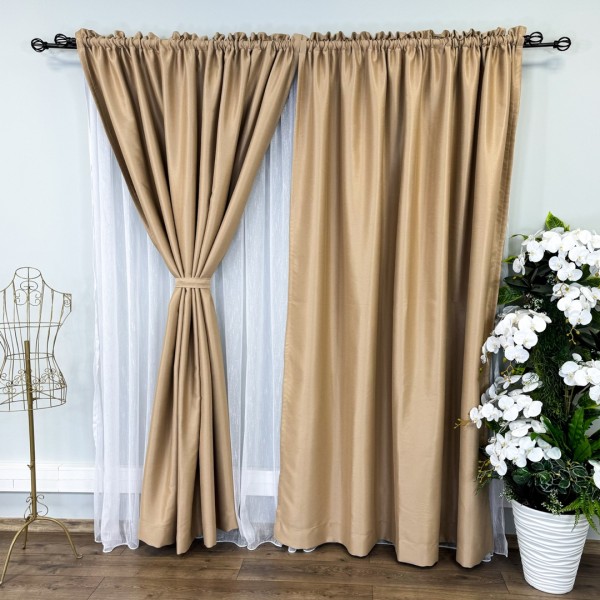 Set 2 Draperii Blackout CLASS Satinata cu fir fin de sclipici - 2m latime x 2.45m inaltime x Tiv lat - CR04 [1]