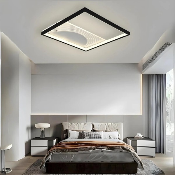 Lustra LED RFAN, Model R9060/S, Cu Telecomanda, 3 Tipuri De Lumina, Intensitate Reglabila, 72W, Negru/Alb [1]