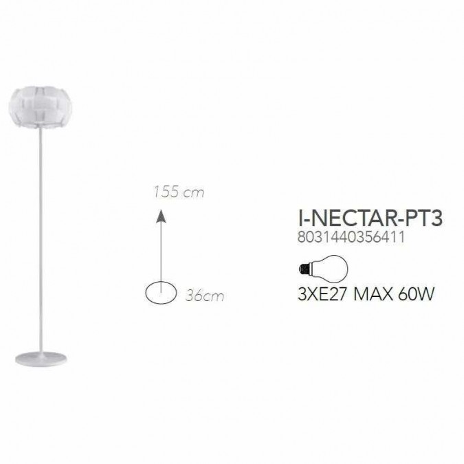 Lampadar, Fix, Policarbonat, Inaltime 155 Cm, Alb