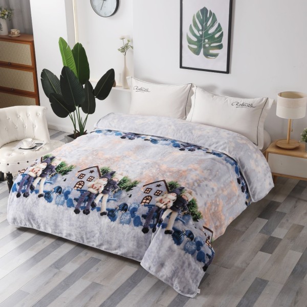 Patura pufoasa cocolino, 200x230cm, Craciun, Rosu, Gri, Bleu, casute [1]