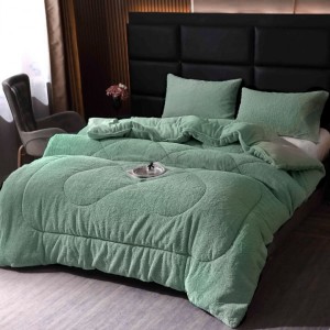 Pilota Cocolino din blanita artificiala de iepure 200x230cm si 2 fete de perna 50x70cm, Verde Menta