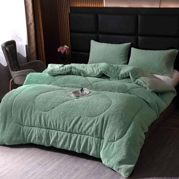 Pilota Cocolino din blanita artificiala de iepure 200x230cm si 2 fete de perna 50x70cm, Verde Menta [1]