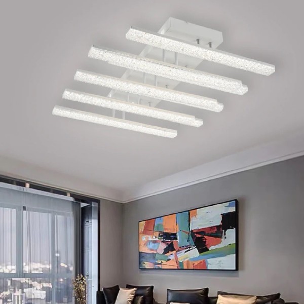 Lustra LED RFAN, Model R9050/8, Cu Telecomanda, 3 Tipuri De Lumina, Intensitate Reglabila, 224W, Alb [1]