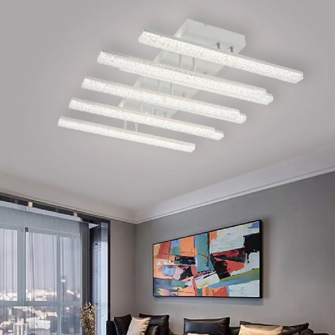 Lustra LED RFAN Model R9050/8 Cu Telecomanda 3 Tipuri De Lumina Intensitate Reglabila 224W Alb