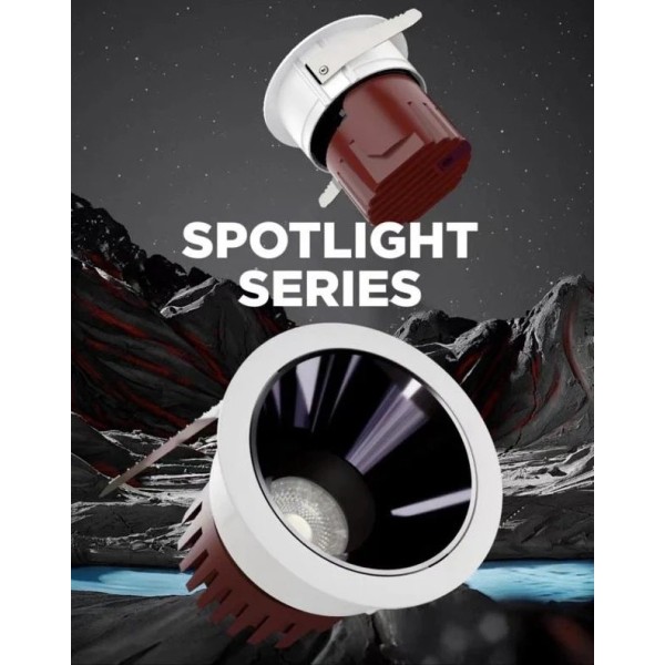 Spot LED COB RFAN, Incastrat, Fara Rama, Lumina Neutra, 4000K, 12W, Rosu/Negru [1]
