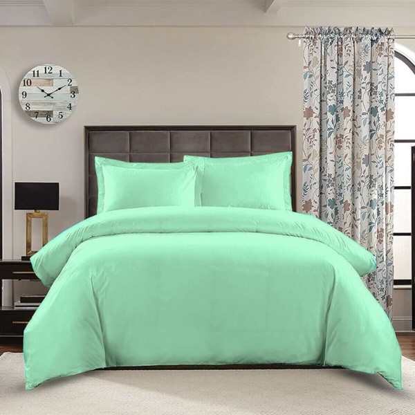 Lenjerie de pat dublu, 4 piese, Bumbac 100% Ranforce, Verde aqua [1]