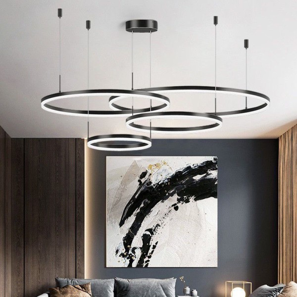 Lustra LED Tip Pendul RFAN, Model F203005/4, Cu Telecomanda, 3 Tipuri De Lumina, Inaltime Reglabila, 240W, Negru [1]