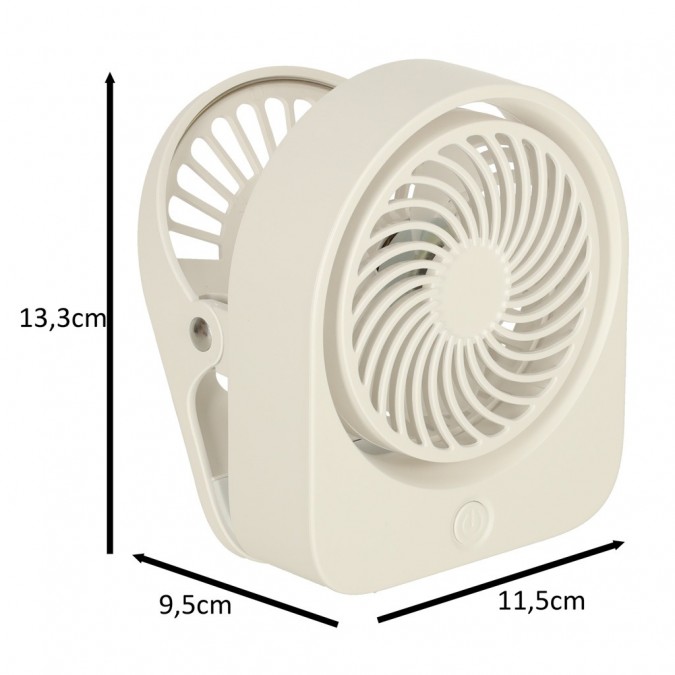 Mini ventilator de birou cu cleme usb 11,5cm alb