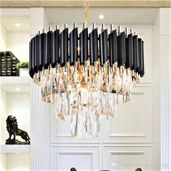Candelabru RFAN, Model S9001/500, Textura Cristal, Metal, 8 X E27, Negru/Auriu [1]