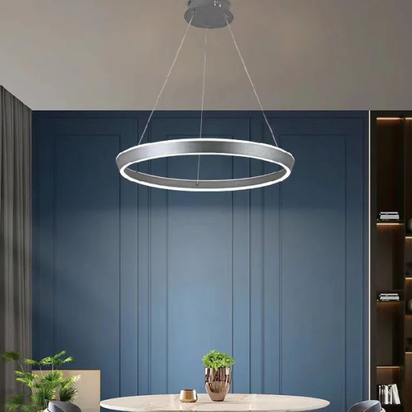 Lustra LED Tip Pendul RFAN, Model C23009/1, Cu Telecomanda, 3 Tipuri De Lumina, Inaltime Reglabila, 160W, Gri [1]