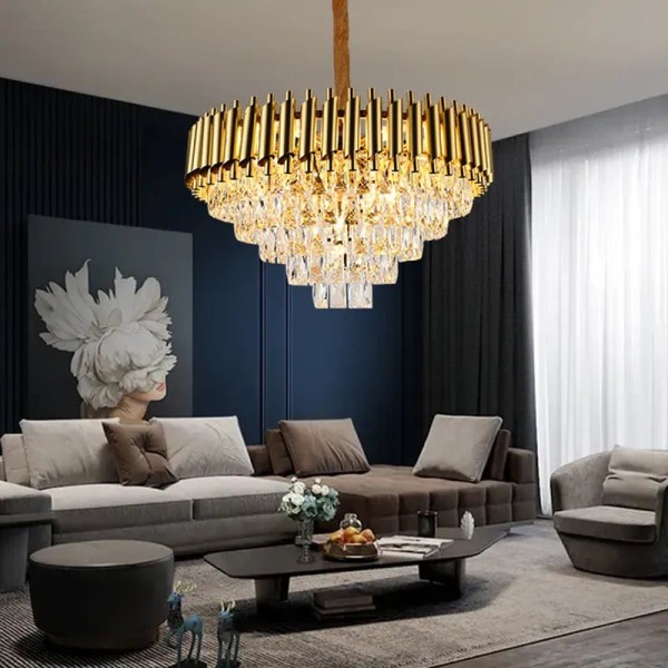 Candelabru RFAN, Model S89001/500, Textura Cristal, Metal, 8 X E27, Auriu [1]