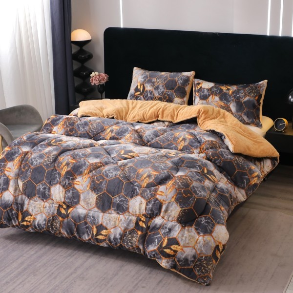  Pilota Cocolino cu blanita 200x230cm si 2 fete de perna 50x70cm, Gri, fagure, hexagoane [1]