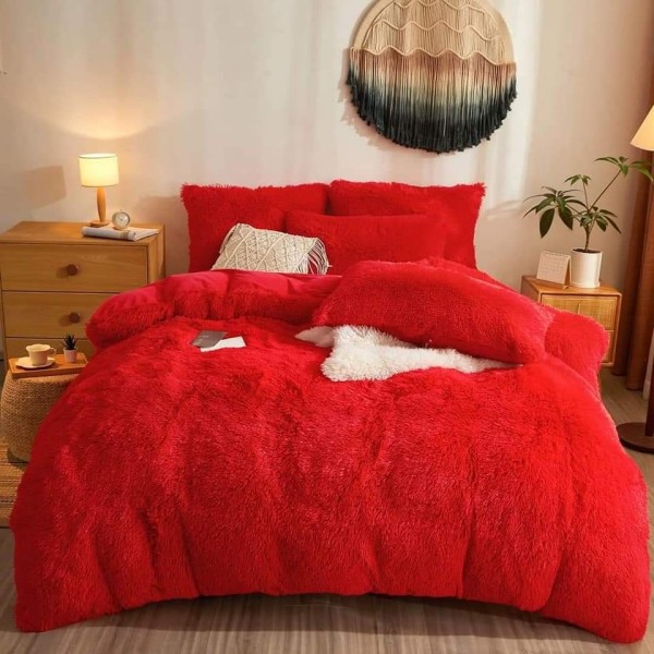 Lenjerie pat super pufoasa COCOLINO Fluffy 4 piese Roșu deschis [1]