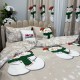 Set Lenjerie Pat Dublu Crăciun 4 Piese + 2 Draperii 150x235cm din Bumbac Ranforsat – Confort și Eleganță, Fabricat în România, Bej, Verde, Rosu, Oameni de Zapada, brazi, fulgi de nea