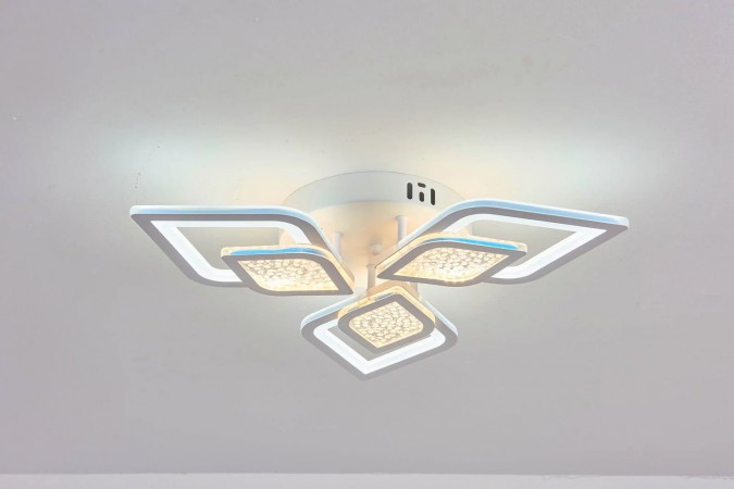 Lustra LED RFAN, Model M408-3, Cu Telecomanda, 3 Tipuri De Lumina, Intensitate Reglabila, 108W, Alb