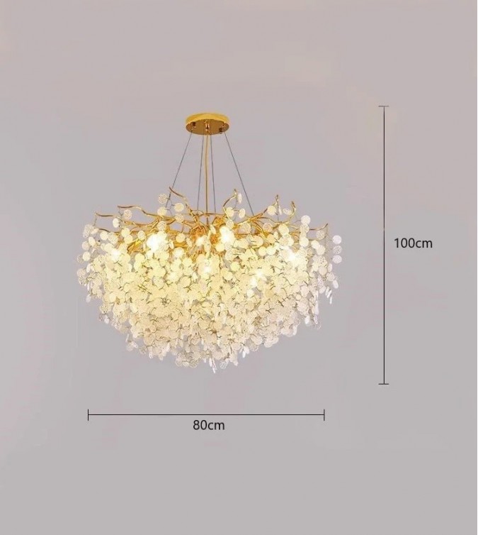 Candelabru RFAN, Model R9103/800, Textura Cristal, Metal, 8 X E14, Auriu