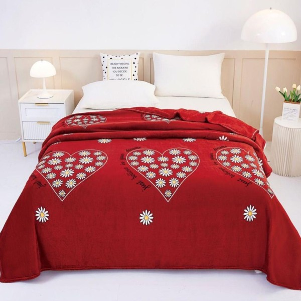 Patura pufoasa cocolino 200x230cm, 240gr/m, rosu, inimioare [1]