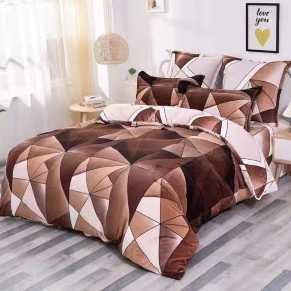 Lenjerie pat dublu, Super Pufoasa COCOLINO, 4 piese, Maro, forme geometrice [1]