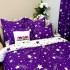 Set Lenjerie pat dublu + 2 draperii, finet, 8 piese, Mov, Alb, ploaie de stele [8]