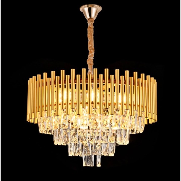 Candelabru RFAN, Model QS777, Textura Cristal, Metal, 8 X E27, Auriu [1]