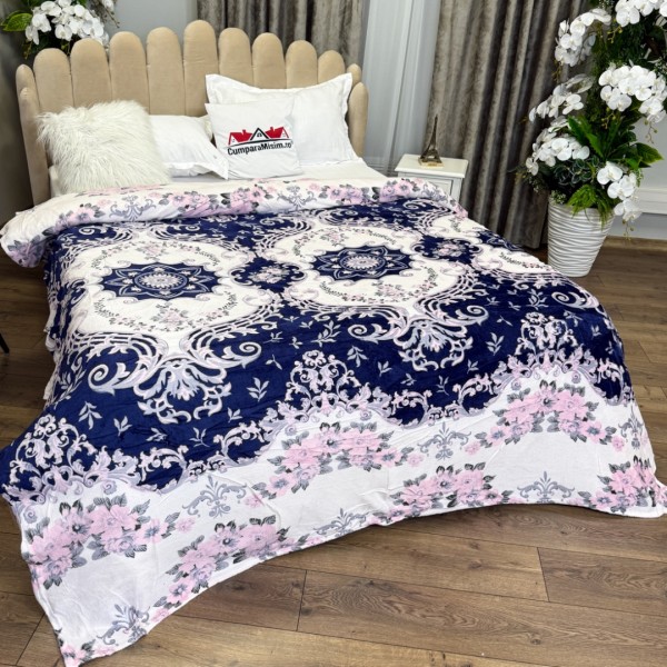 Patura CoCoLiNo, 195x210cm, Alb, Lila, Bleumarin, oriental [1]